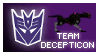ravage walking, the text 'team decepticon' and decepticon logo